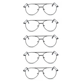 EYE ZOOM 5 Pack Unisex Aviator Style Reading Glasses for Women and Women (Black, 2.25)