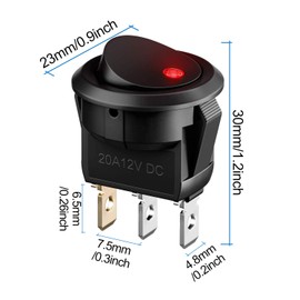 10 Pcs 12V Switch, XCOZU 20A 12 Volt Switch Auto Switch 5 Color Led Rocker Switch Car Light Switches, DC Rocker Switch Round Automotive Illuminated Switch On Off Toggle Switch