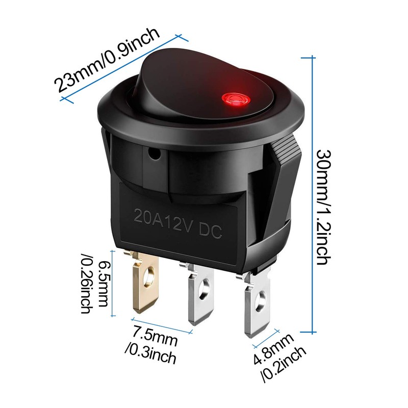 10 Pcs 12V Switch, XCOZU 20A 12 Volt Switch Auto