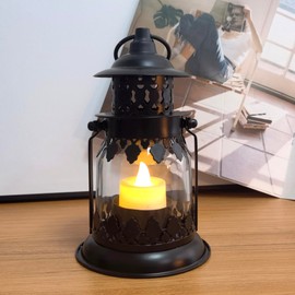 Rustic Hanging Lanterns Decorative Candle Lantern Indoor & Outdoor Glass Candle Holder for Garden Patio Living Room Yard Hallway Doorway