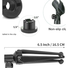 Moukey Pack of 2 Desk Mic Stand Universal Adjustable Desktop Microphone Stand Foldable