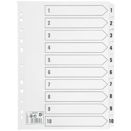 5 Star Office Index 150gsm Card with Mylar Tabs 1-10 A4 White