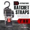 Porotmotor 4 Pack Bolt-On Retractable Ratchet Straps (1" x6'), Self