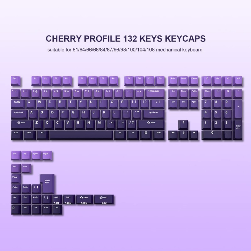 Womier PBT keycaps,Double Shot keycaps 75 Percent,Cherry Profile Keyboard keycaps,Gradient