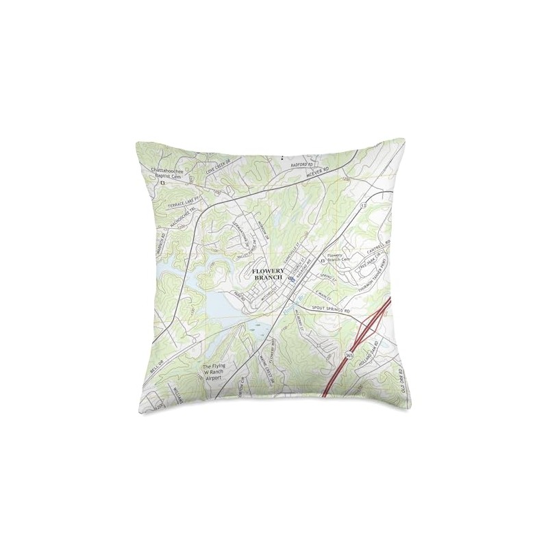 Flowery Branch GA Map (2017) Throw Pillow