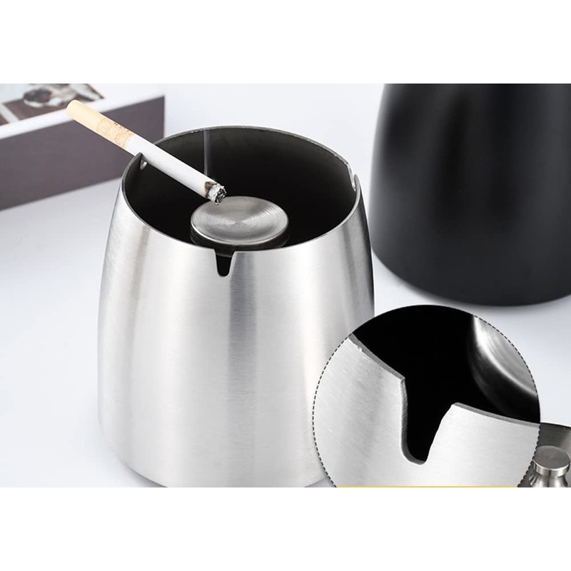 Large Stainless Steel Ashtray Smokeless, Odorless Thickened Windproof Ashtray with