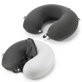Ouligay 2 PCS U Shaped Travel Pillow Case Cover Ice Silk Neck Pillow Case with Zipper Replacement Airplane Pillow Cover Washable Soft with Double Snap Dark Gray