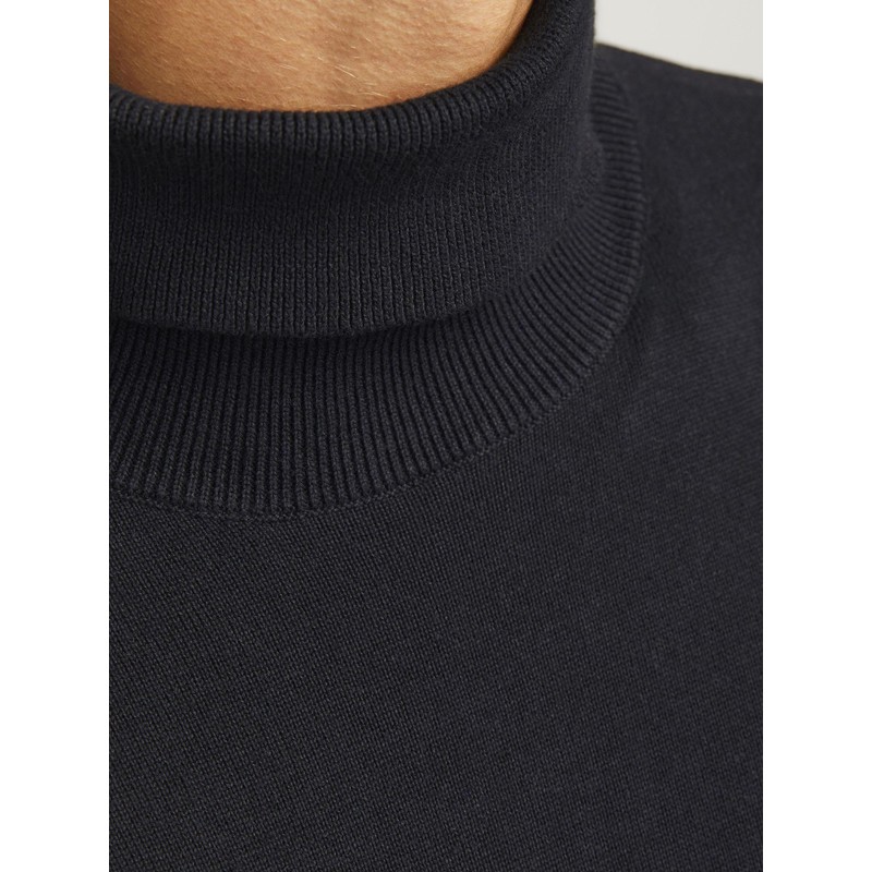 JACK & JONES Male Turtleneck Pullover Plain Turtleneck Sweater, black