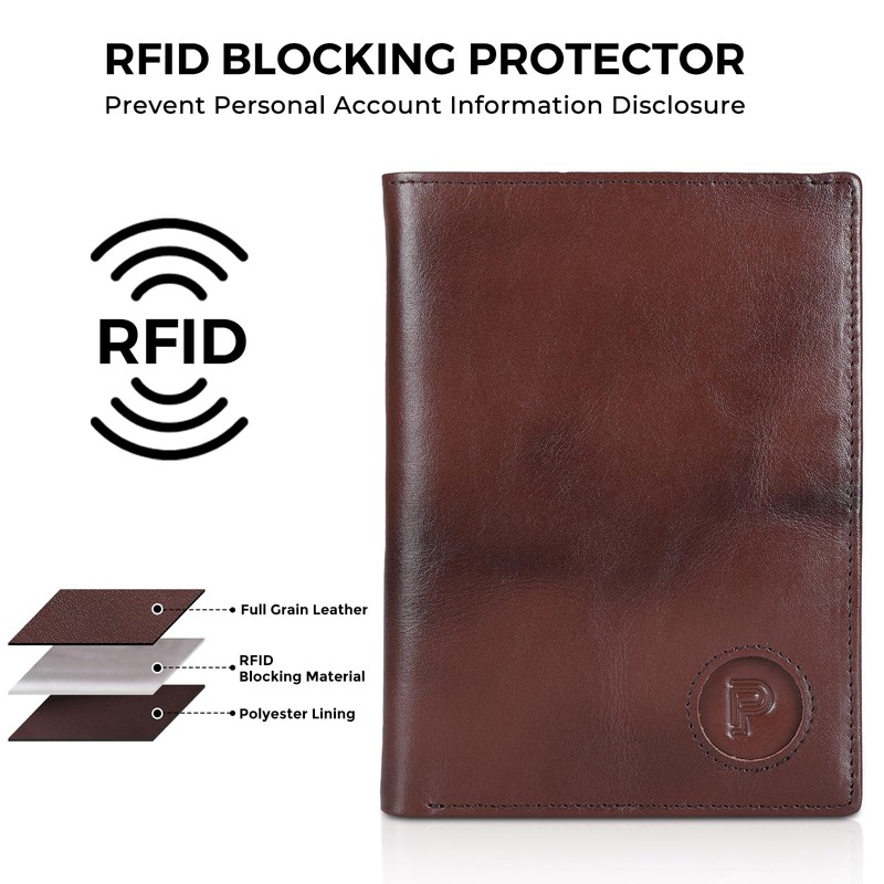 Polare Luxury RFID Blocking Leather Passport Holder Travel Wallet for