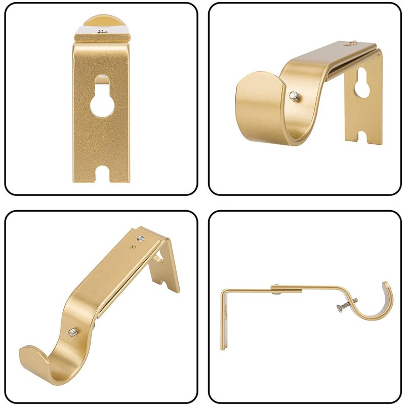 Ycolnaefllr Set of 3 Golden Adjustable Curtain Rod Brackets Rod