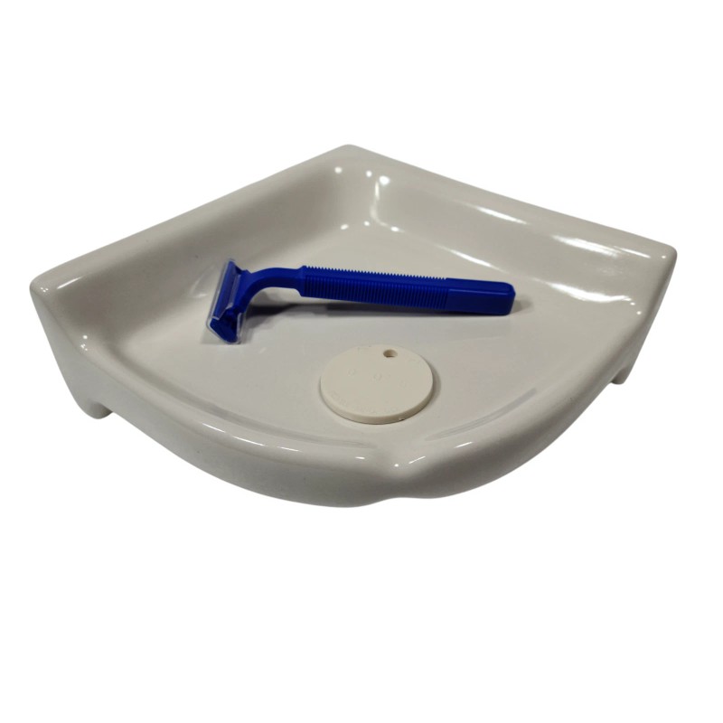 Almond Beige Almond Bone Ceramic Shower Corner Tray Soap Dish