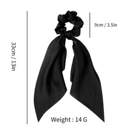 Pejlnd Hair Scarf Scrunchies for Women, 2Pcs Knotted Bow Hair Ties - Red Black, Satin Silk Elastic Hair Tie Bow Bands Ponytail Holder, Perfect Gifts for Her