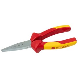 Dönges Langbeck Flat Pliers, ISO 5745, VDE Insulated, 160 mm (Mounting Pliers, Flat Pliers, Long Nose Pliers), Made of Special Tool Steel, Chrome-Plated Head, Handles with Plastic Cases, Long, Flat