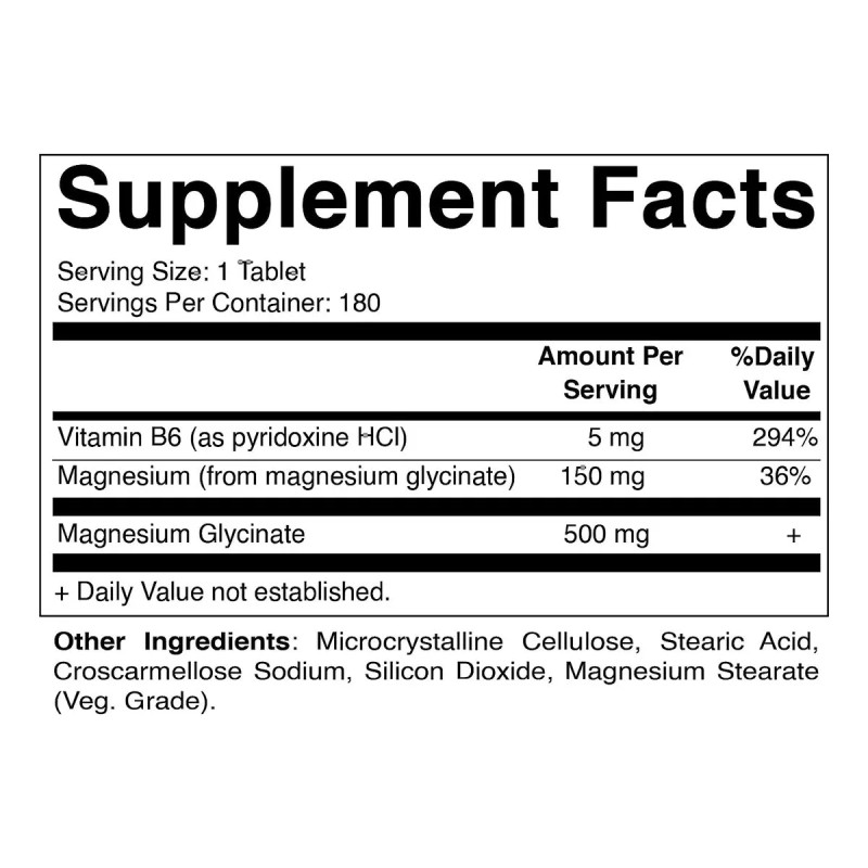 ⚡🌙 Vitamatic Glicinato de Magnesio 500mg | 180 Tabletas |