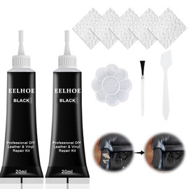 Gubuyi Leather Repair Set, Leather Repair Cream, Leather Repair Kit Black, Liquid Leather Repair Kit, Leather Scratch Restorer, Leather Repair Filler Sofas, Black, 2 Pieces (Black)