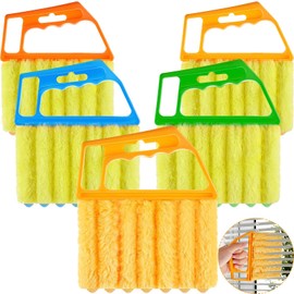 Geiserailie 5 Pieces Blind Cleaner Duster Tool 7 Finger Dusting Cleaner for Window Venetian Washable Mini Brush Hand Held Tool for Air Conditioner Dust Dirt (5 Colors)