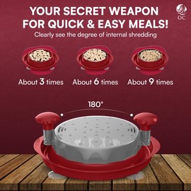 Chicken Shredder Large Chicken Breast Shredder Tool with Suction Cups, Brush, Tong, and 2 Bags with Ergonomic Handle, Suitable for Beef Chicken