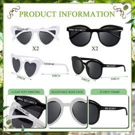 Dunzy 4 Pieces Ring Bearer Security Sunglasses and Flower Girl Sunglasses Set Wedding Ring Bearer and Flower Girl Gifts(Mixed Style)