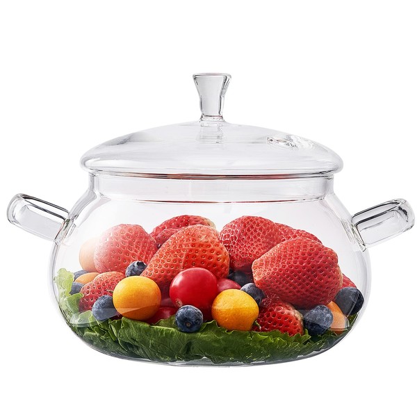 Glass Cookware Glass Pot, 2.5 Quart Glass Saucepan Simmer Pot