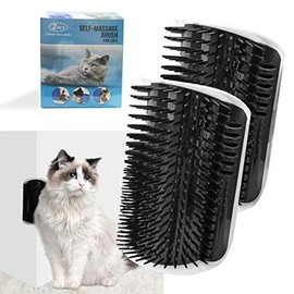 2 Pack Corner Brush for Cats Cat Corner Self Groomer Cat Grooming Wall Massage Brush with Catnip Softer Cat Wall Comb Self Massage Tool for Long & Short Fur Kitten Puppy Cat Corner Scratcher (Black)