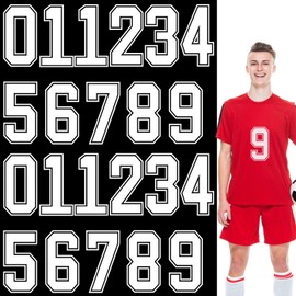 GARBODIY 22 Pcs Iron on Numbers for Jersey, Iron on Number for Clothing, 0-9 Number Patches Heat Transfer Numbers for T Shirts Iron on Letters and Numbers (White Outline,8 Inch)