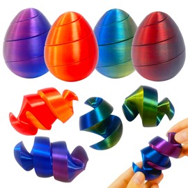 4 Pcs 3D Printed Spiral Egg Fidget Toy Pass Through Stress Relief Desk Toy Fidget Ball Relax Anxiety Toy for Children Adult Christmas Party Favor Gifts