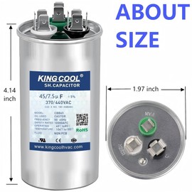 45/7.5 uF 370V or 440V Dual Run Start A/C Capacitor CBB65B Air Conditioner Capacitors for AC Unit Fan Motor Start or Heat Pump or Condenser Straight Cool