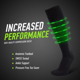 High-Quality Compression Stockings for Men and Women - Ankle Protection and Metatarsal Support - Flat Top Seams - for Running, Cycling, Jogging, Convalescence, Blood Circulation, Flying - Made in the EU, m