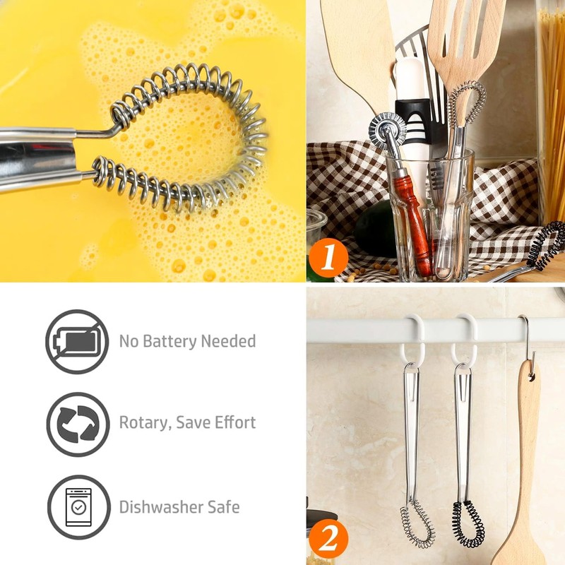 2 Pcs Stainless Steel Egg Whisk Mini Handheld Whisk Beater