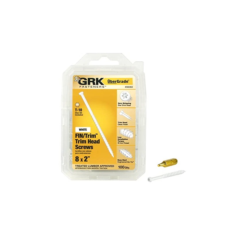 GRK #8 Finishing Screws White | 2-Inch | Trim Head