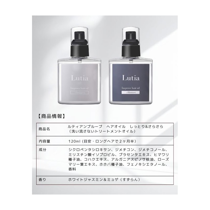 Lutia Hair Oil (Moist) No Rinse Treatment, Hair Type Revolution