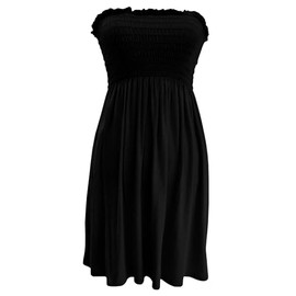 Cloth Garage® New Womens Ladies Sheering Top Strapless Bandeau Dress Top Jersey Ladies Plus Size Boobtube Top Dress UK 8-22 Black