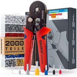 BAURIX® Hexagonal Crimping Pliers with 2000 Ferrules Set, Self-Adjusting for 0.25 - 6 mm², Crimping Tool, Model: Theseus (Hexagonal)