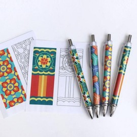 Korean Traditional Dancheong Pattern Ballpoint Pen DIY Kit - Complete Set for Foreign Group Gifts