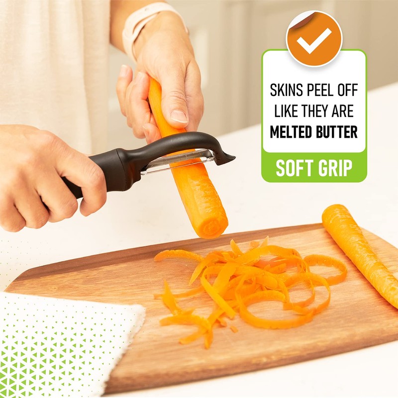 Spring Chef Premium Swivel Vegetable Peeler, Soft Grip Handle and