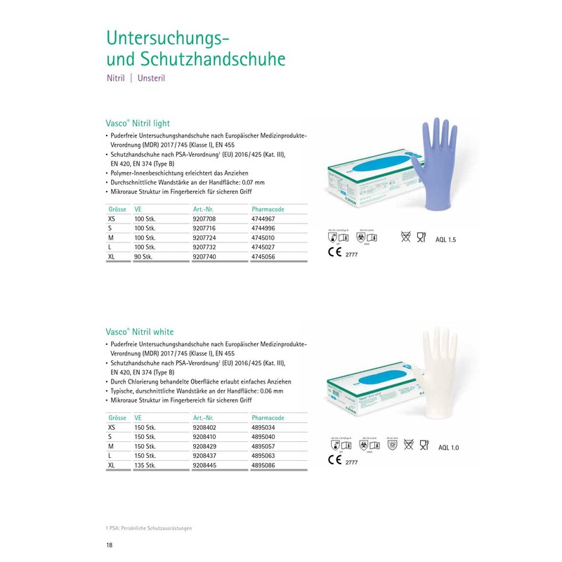B. Braun Vasco Nitrile White Disposable Examination Gloves Size S