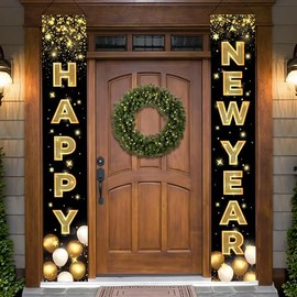 KatchOn, XtraLarge Happy New Year Banner - 72x12 Pulgadas | Cartel para Happy New Years 2026 | Happy NYE Banner for NYE Eve decoración de fiesta | Telón de mesa para decoración de Años Años Años