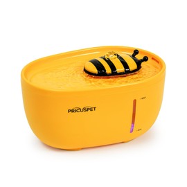 PRICUSPET Cat Water Fountain, 68oz/2L Pet Fountain, Automatic Dog Water Dispenser with 2 Extra Carbon Filters, Ultra Silent Drinking Fountain with Led Light for Cats, Dogs, Multiple Pets (Yellow)