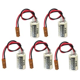 STEPMAX (5 Pack FDK CR14250SE 3V Lithium Battery, 1000mAh 1/2AA PLC Battery for 1747-BA Backup Power Supply with Brown Plug