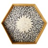 i-LAN 17”Extra Large Hexagonal Rattan and MOP Woven Basket Tray,