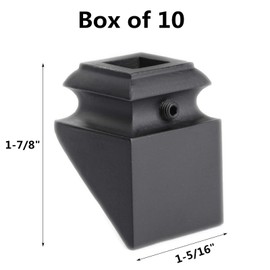 Iron Baluster Shoes - Slant Shoe with Screw - for Use with 1/2" Square Balusters - Set of 10 (Satin Black)