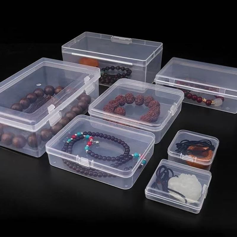 Globellapro 4PCS Square Transparent Plastic Organize,Small Storage Box with Lids,Empty