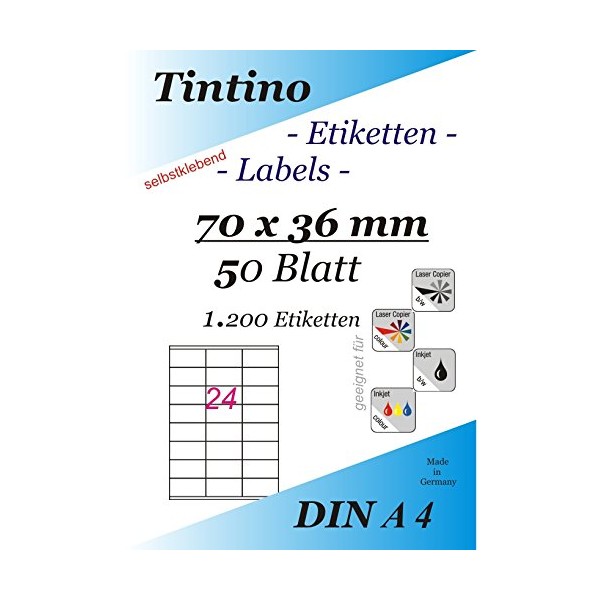 Labels 70 x 36 70 x 36 -50 Sheets -White