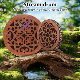 COMETX Drum 8 inch / 12 inch Ocean Drum Ethnic Percussion Instrument Onomatopoeic Music Portable Hand Drum Instrument Sound Therapy for Relaxing Water Sounds Performance Accompaniment Birch Wood Drum