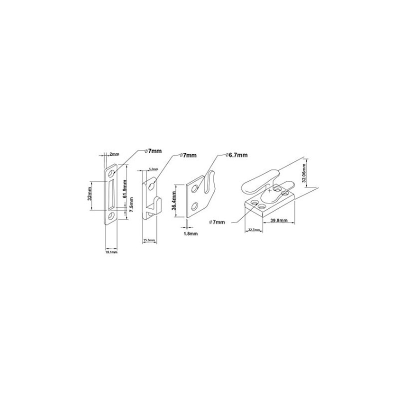 QCAA Solid Brass Casement Fastener Window Lock, Small, Matte Black,