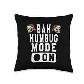 Holidays! Humbug! Bah Humbug Mode On-Funny Christmas Grumpy Attitude Throw Pillow, 16x16, Multicolor