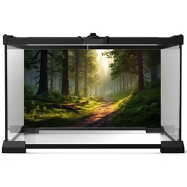 Riivvdise Aquarium Background Winding Dirt Road Verdant Forest Sunlight DancesThrough Towering Trees Terrarium Backdrop Nature Landscape Fish Tank Background Reptile Habitat Backdrop Vinyl 48x24in