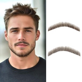 MODERN QUEEN Fake Beard, Human Hair Fake Mustache, 100% Handmade, Reusable Soft Lace Beard, Highly Realistic, Suitable for Costume Parties, Dramas, Role-Playing, Movies, and Stage Performances(Brown)