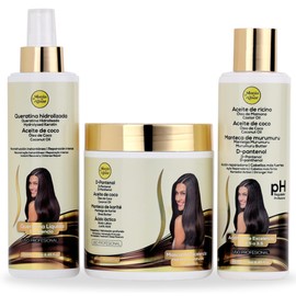 Mania de Alisar Deep hydration mask kit with hair acidifier, D-Panthenol, Coconut Oil, Shea Butter (17 fl.oz / 500 g)