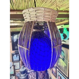 NEW Rattan Float Lamp W/ Netting  W/blue Led Bulb Smokin Tikis Oceanic